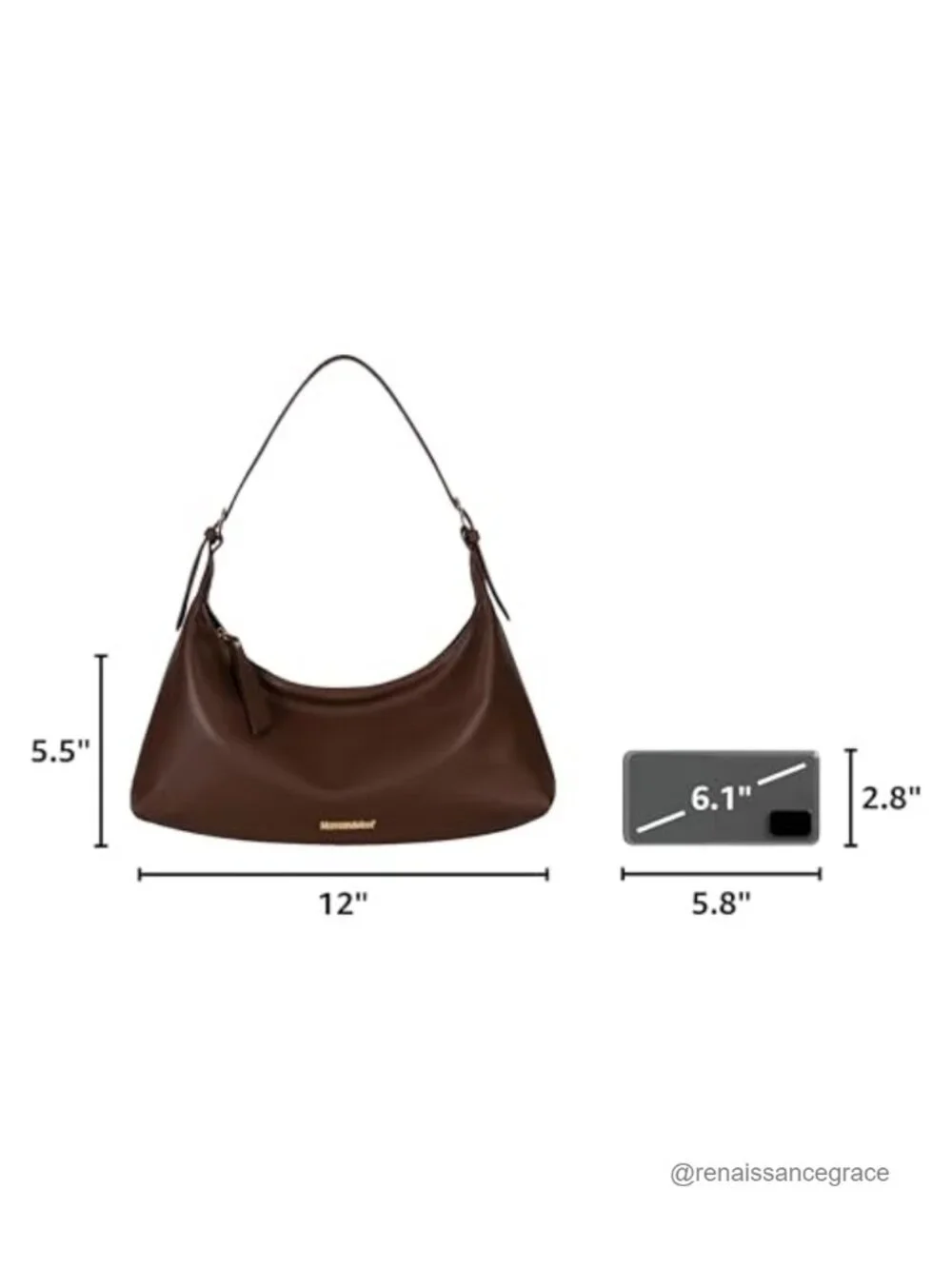 Women's Vegan Leather Medium Crescent Hobo Shoulder Bag Adjustable Strap